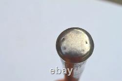 Early Folk Art Sterling Silver Handle Carved Wood Cane/walking Stick