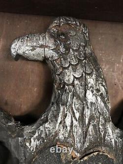 Early Wood Folk Art Eagle Match Safe Primitive Original Old Paint Aafa Carved