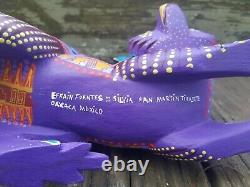 Efrain Fuentes, Fox, SIGNED, Oaxaca, Mexico, Alebrije, Oaxacan Carved Purple