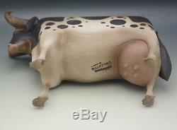 Elaine Frank Valletta Appletree Hand Carved Large Cow Folk Art Sculpture 2000