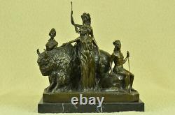 European Made bronze marble West Art carved finely Indian chief of a tribe