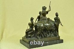 European Made bronze marble West Art carved finely Indian chief of a tribe