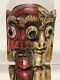 Exceptional Lg Carved Wood Folk Art Hand Made & Painted Double Face Mask
