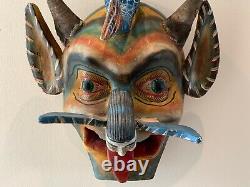 Exceptional Large Antique Carved Wood Folk Art Hand Made & Painted Figures Mask