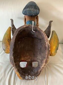 Exceptional Large Antique Carved Wood Folk Art Hand Made & Painted Figures Mask