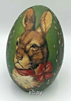 FOLK ART Carved Painted RABBIT EGG Figure CRATE PROSPECTS BY SHARON Wow