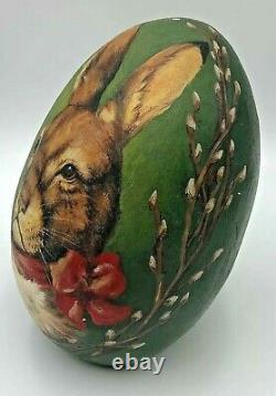 FOLK ART Carved Painted RABBIT EGG Figure CRATE PROSPECTS BY SHARON Wow