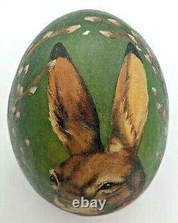FOLK ART Carved Painted RABBIT EGG Figure CRATE PROSPECTS BY SHARON Wow