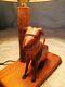Folk Art Hand Carved Dog Table Lamp/ 14&1/2 Tall/ Clip On Shade/ Unique
