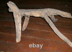 FOLK ART Outsider primitive Animal Sculpture Carved Cat wood large