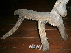 FOLK ART Outsider primitive Animal Sculpture Carved Cat wood large