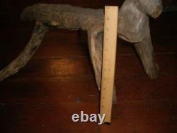 FOLK ART Outsider primitive Animal Sculpture Carved Cat wood large