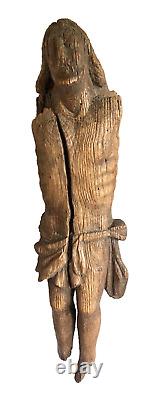 FOLK ART PRIMITIVE 15thC GOTHIC MEDIEVAL CARVED OAK CORPUS CHRISTI SCULPTURE