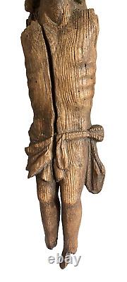 FOLK ART PRIMITIVE 15thC GOTHIC MEDIEVAL CARVED OAK CORPUS CHRISTI SCULPTURE