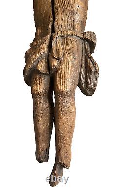 FOLK ART PRIMITIVE 15thC GOTHIC MEDIEVAL CARVED OAK CORPUS CHRISTI SCULPTURE