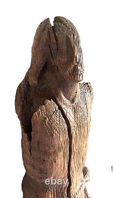 FOLK ART PRIMITIVE 15thC GOTHIC MEDIEVAL CARVED OAK CORPUS CHRISTI SCULPTURE