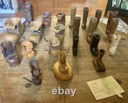 FOLK ART Wooden HAND CARVED Boot COLLECTION Signed ARKANSAS 1970s