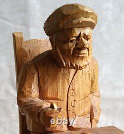 FORTIN Carved Wood Group Sculpture Checkers Game Statue Quebec Folk Art Canada