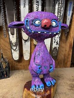 FUNNY TROLL Chainsaw Carving MONSTER DUDE Cedar Wood GOBLIN Statue 21 Tall ooak