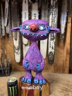 FUNNY TROLL Chainsaw Carving MONSTER DUDE Cedar Wood GOBLIN Statue 21 Tall ooak