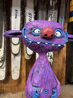 FUNNY TROLL Chainsaw Carving MONSTER DUDE Cedar Wood GOBLIN Statue 21 Tall ooak