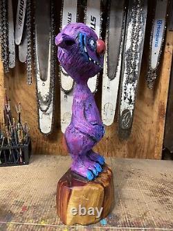 FUNNY TROLL Chainsaw Carving MONSTER DUDE Cedar Wood GOBLIN Statue 21 Tall ooak