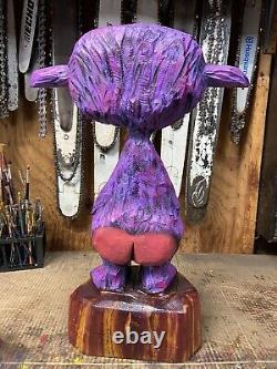 FUNNY TROLL Chainsaw Carving MONSTER DUDE Cedar Wood GOBLIN Statue 21 Tall ooak