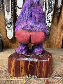 FUNNY TROLL Chainsaw Carving MONSTER DUDE Cedar Wood GOBLIN Statue 21 Tall ooak