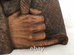 F. Schurmann Hand-carved Man Santos Wooden Statue Very Detailed Folk Art 12.5