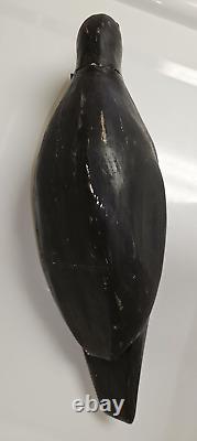 Fabulous Folk Art Large Heavy Vintage Hand Carved Wooden Raven Black Bird Crow