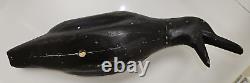 Fabulous Folk Art Large Heavy Vintage Hand Carved Wooden Raven Black Bird Crow