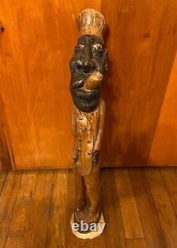 Fabulous Vintage Black Folk Art Wood Carving By Roy Butcher Of Louisiana 23