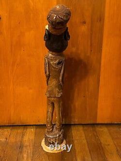 Fabulous Vintage Black Folk Art Wood Carving By Roy Butcher Of Louisiana 23