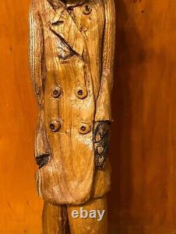 Fabulous Vintage Black Folk Art Wood Carving By Roy Butcher Of Louisiana 23