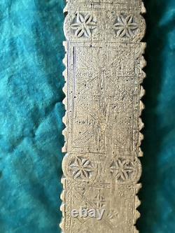 Fantastically Carved Antique 19thC. Folk Art Wood Bed Smoother Washing Stick