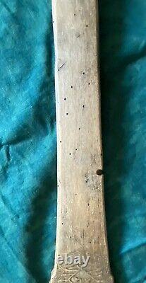 Fantastically Carved Antique 19thC. Folk Art Wood Bed Smoother Washing Stick