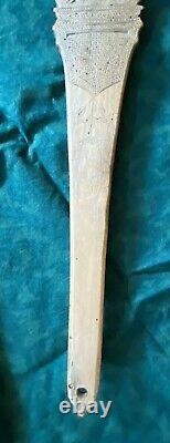 Fantastically Carved Antique 19thC. Folk Art Wood Bed Smoother Washing Stick