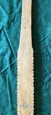 Fantastically Carved Antique 19thC. Folk Art Wood Bed Smoother Washing Stick