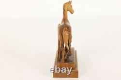 Farmhouse Vintage Hand Carved Walnut Folk Art Arabian Horse Sculpture #41671