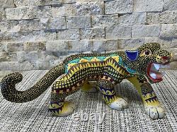 Fierce Jaguar Oaxacan Alebrije Wood Carving fine Mexican folk art sculpture