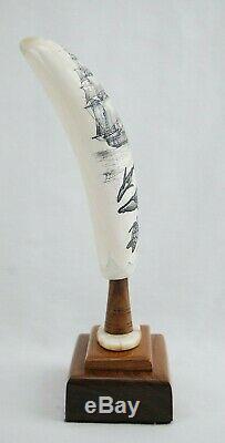 Fine Scrimshaw Hand Carved Maritime Folk Art by Doug Fine 5-1/8