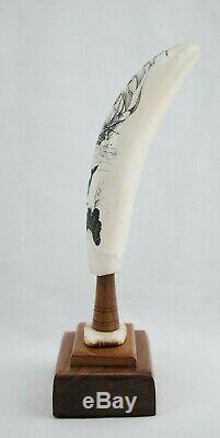 Fine Scrimshaw Hand Carved Maritime Folk Art by Doug Fine 5-1/8