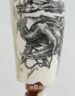 Fine Scrimshaw Hand Carved Maritime Folk Art by Paul Sheldon'07