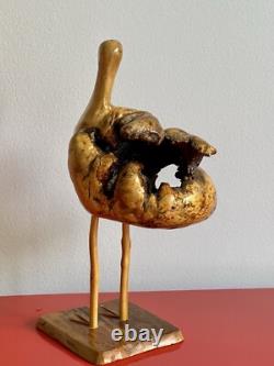 Folk Art 12 Burl Wood Sea Bird Sculpture Carved Organic Rustic Vintage Seagull