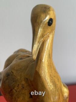 Folk Art 12 Burl Wood Sea Bird Sculpture Carved Organic Rustic Vintage Seagull