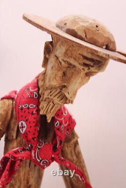 Folk Art 35 Hand Carved Reading Don Quixote Seated Wood Tree Stump Sculpture