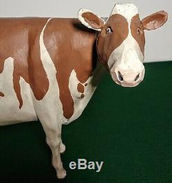 Folk Art Ayrshire Milk Cow Larry Koosed 2007 Hand Carved & Painted