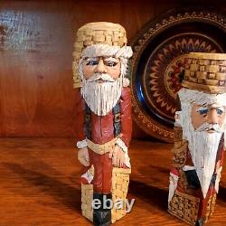 Folk Art CARVED SANTAS SET OF SIX BY ARTIST DONIS MITCHELL SIGNE DATED 90'S