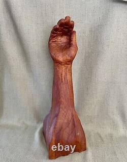 Folk Art Carved Cedar Burl Arm, Hand by Gilles Jacques Cloutier (1947-2014)