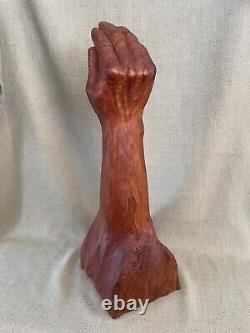 Folk Art Carved Cedar Burl Arm, Hand by Gilles Jacques Cloutier (1947-2014)